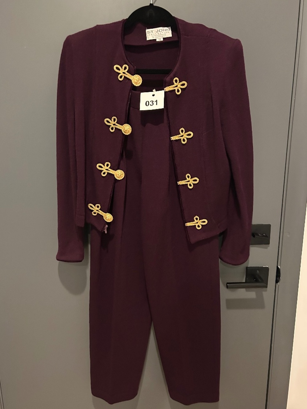St John Collection by Marie Gray Dark Purple Blazer and Pants Set